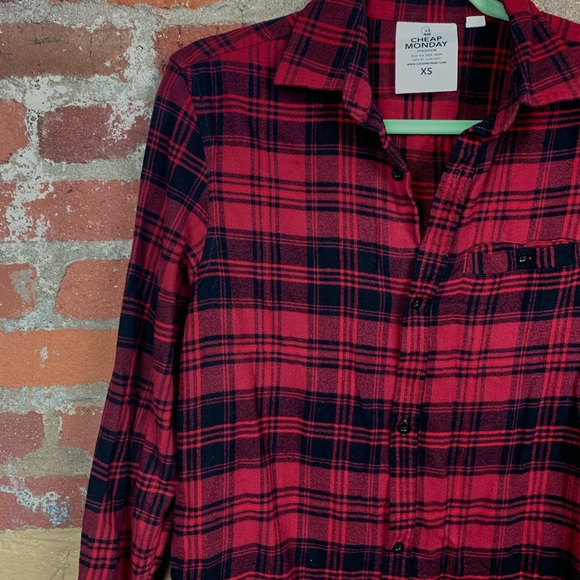 Men's [Cheap Monday] Hid Check Button-Down Shirt - Picture 8 of 10